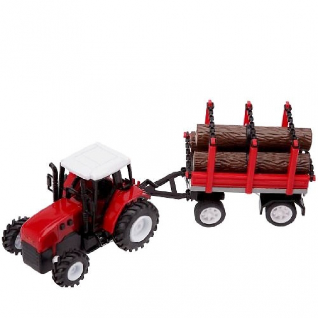 Трактор с прицепом с брёвнами Dickie Красный 3473471